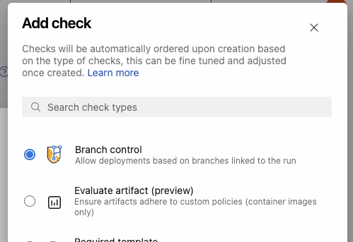 variable group branch control settings